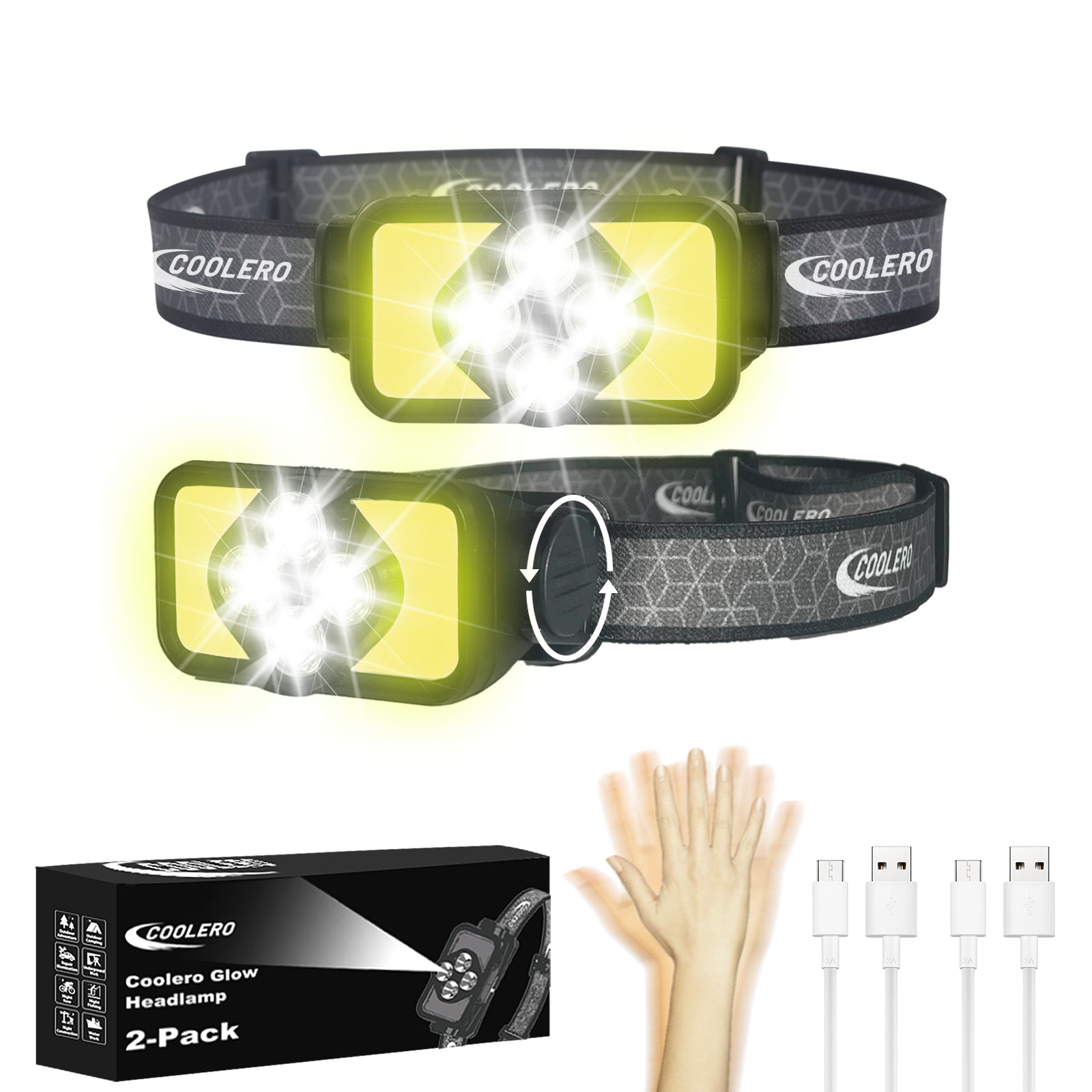 Glow Rechargeable Sensor LED Headlamp