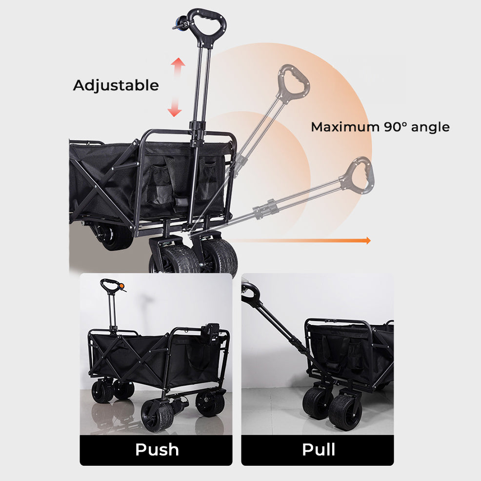 Camping wagon with adjustable length and angle